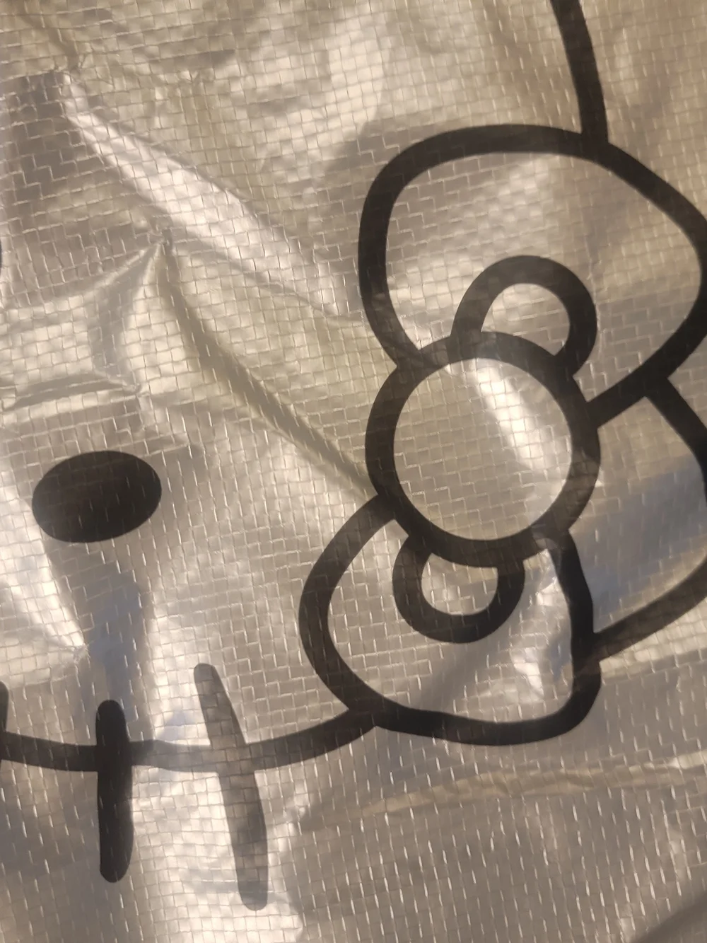 Hello Kitty Silver Tote Bag with Black Handles